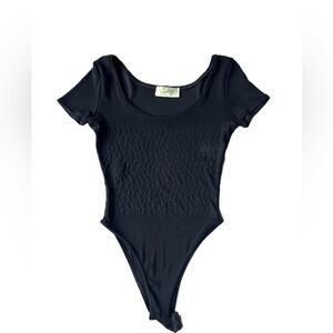 Nana de Charme Stretch Black Textured Bodysuit made in France